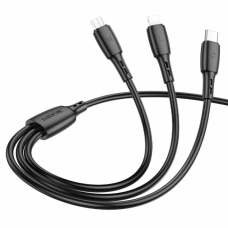 Кабель 3в1 USB/Apple Lightning+Type-C+microUSB 1 м BOROFONE BX71 чорний