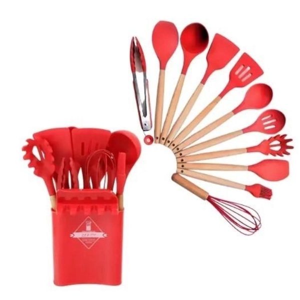 Кухонний набір Zepline ZP-053 настільний 11 предметів силікон червоний