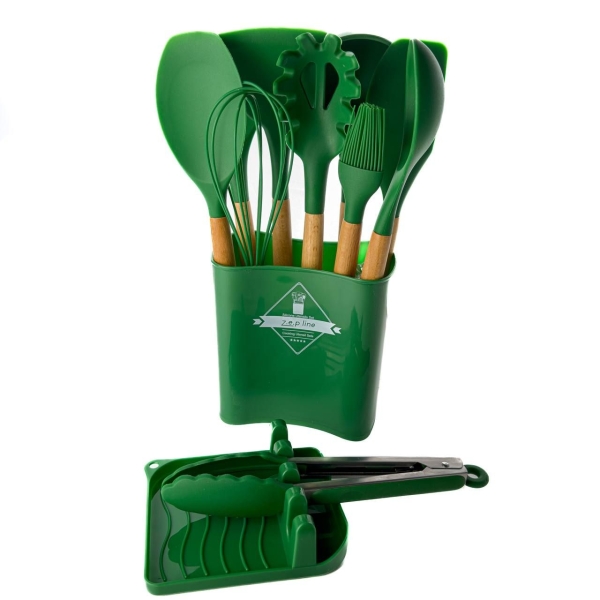 Кухонний набір Zepline ZP-053 настільний 11 предметів силікон зелений