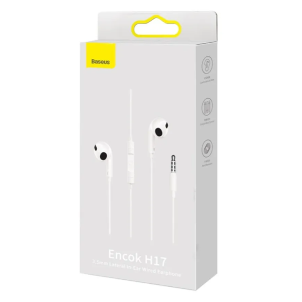 / Навушники Baseus Encok 3.5mm lateral in-ear Wired Earphone H17 white new