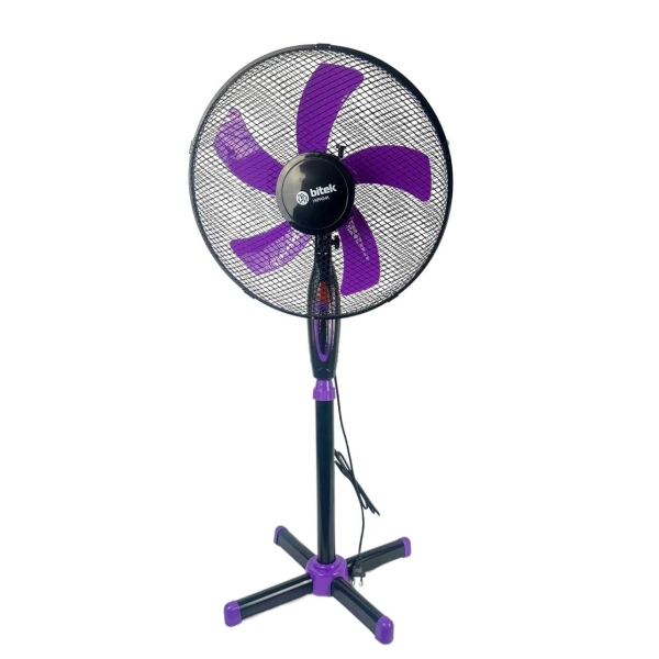 Вентилятор підлоговий BITEK BТ-1630BР діаметр 40 см чорний з фіолетовим
