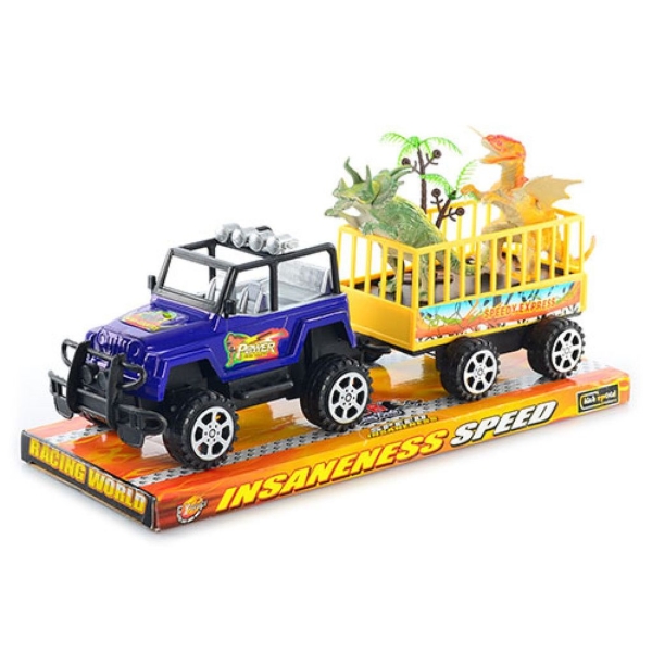 / Машинка інерційна 906-131 Джип з причіпом, з динозаврами