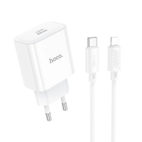 Зарядний пристрій з кабелем Type-C/Apple Lightning 1 м HOCO C76A Pro Majestic 30 W 12 V 2.5 A білий