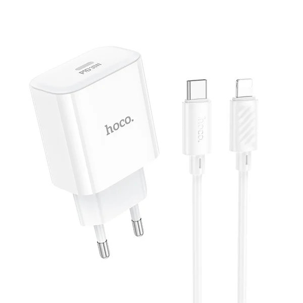 Зарядний пристрій з кабелем Type-C/Apple Lightning 1 м HOCO C76A Pro Majestic 30 W 12 V 2.5 A білий