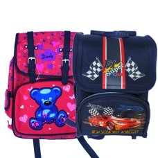 / Рюкзак дитячий, тканинний, шкільний Ведмедик та Формула 1, кольоровий