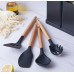 / Набір ножів та кухонного приладдя BeiBei Kitchenware Set з 19 предметів на підставці, чорний із золотистим New