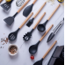 / Набір ножів та кухонного приладдя BeiBei Kitchenware Set з 19 предметів на підставці, чорний із золотистим New