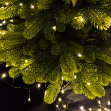 Світлодіодна гірлянда-нитка зелений дріт 600 LED Роса D-Top-4 USB на котушці з пультом крапля 20 м теплий білий