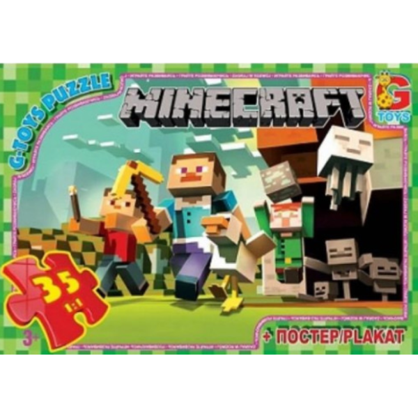 Пазли класичні 35 елементів G-Toys MC770 Minecraft з постером