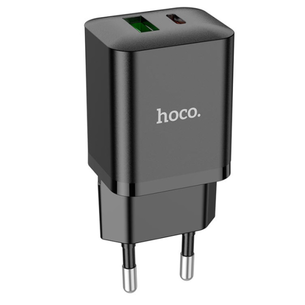 Зарядний блок живлення USB+Type-C HOCO N28 Founder 20 W 12 V 1.67 A чорний