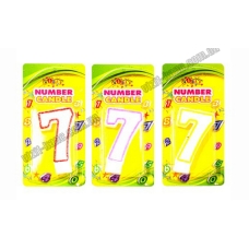 / Свічка ЦИФРИ з кольоровим контуром і глітером всередині ЦИФРА 7