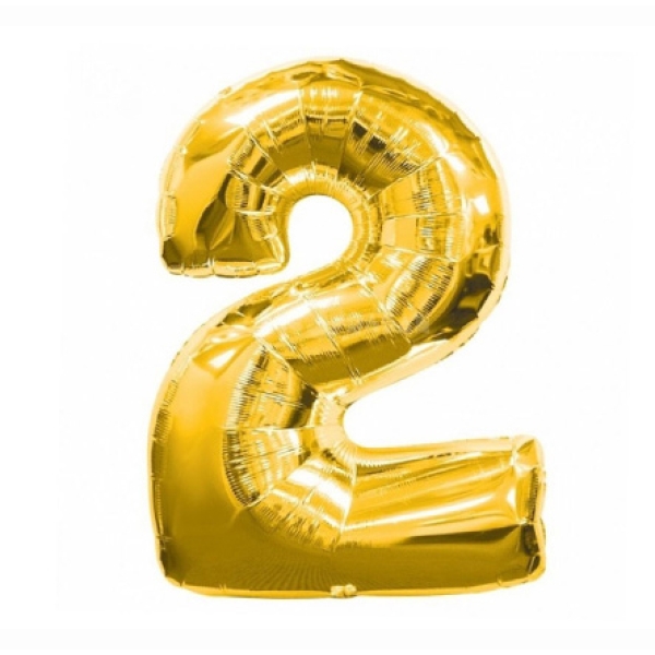 / Шарик Цифра "2" (45 см) цвет золото