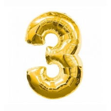 / Шарик Цифра "3" (45 см) цвет золото