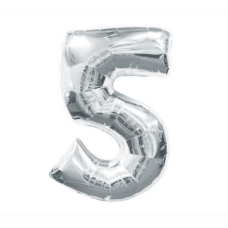 / Шарик Цифра "5" (45 см) цвет серебро