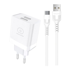 Мережевий зарядний пристрій з кабелем WUW-T92 2USB/2.4A set type-c new
