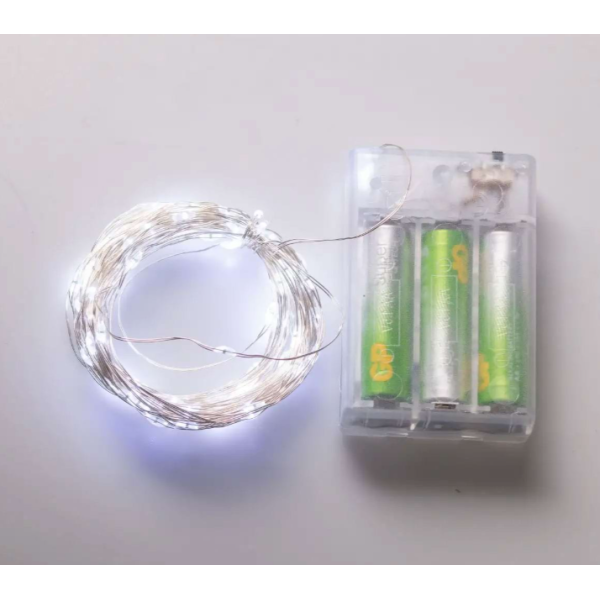 Гірлянда Роса нитка 100 LED довжина 10 м на батарейках, білий new