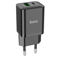 Зарядний блок живлення USB+Type-C HOCO N28 Founder 20 W 12 V 1.67 A чорний