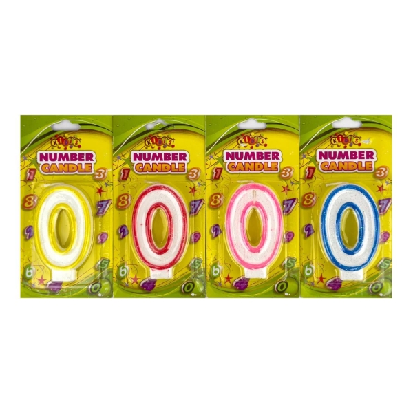Свічка святкова Kidis Цифра 0 з глітером 7 см мікс Свічка святкова Kidis Цифра 0 з глітером 7 см мікс