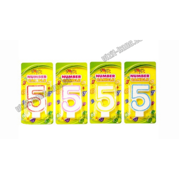/ Свічка ЦИФРИ з кольоровим контуром і глітером всередині ЦИФРА 5