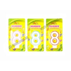 / Свічка ЦИФРИ з кольоровим контуром і глітером всередині ЦИФРА 8