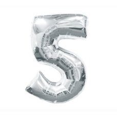 / Шарик Цифра "5" (45 см) цвет серебро