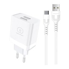 Мережевий зарядний пристрій з кабелем WUW-T92 2USB/2.4A set type-c new