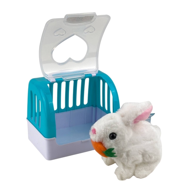 Інтерактивна іграшка Кролик в переносці CH6010 зі звуковими ефектами 16 см білий