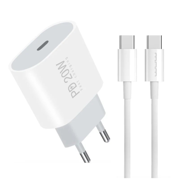 Мережевий зарядний пристрій з кабелем WUW-T79L PD 20W USB C charger with type c to type c cable new