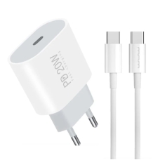 Мережевий зарядний пристрій з кабелем WUW-T79L PD 20W USB C charger with type c to type c cable new