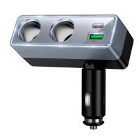 Автомобільний зарядний пристрій USB+Type-C HOCO Z65B Smart з прикурювачами 240 W чорний з сірим