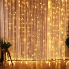 Світлодіодна гірлянда-завіса прозорий дріт 300 LED Magic Lights ліхтарики 3 х 3 м 8 режимів теплий білий