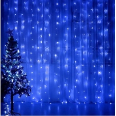 Світлодіодна гірлянда-завіса прозорий дріт 320 LED Magic Lights ліхтарики 3 х 3 м 8 режимів синій