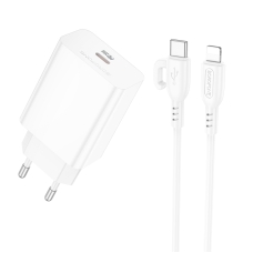 Зарядний пристрій з кабелем Type-C/Apple Lightning 1 м BOROFONE BA21A Pro Long 20 W 12 V 1.67 А білий