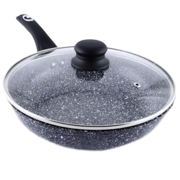 Сковорідка гранітне покриття Benson BN-515 з кришкою діаметр 24 см