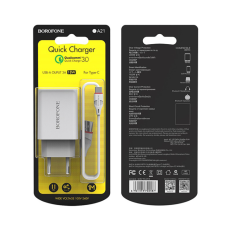 / Мережевий зарядний пристрій BOROFONE BA21A Long journey single port QC3.0 charger set(Type-C) White new