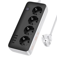 Мережевий фільтр-подовжувач 4 розетки HOCO AC21 Sunlight 3хUSB/Type C 10 А 3 м чорний