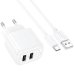 Зарядний пристрій з кабелем 2хUSB/Type-C 1 м HOCO CS51A Surplus 12 W 5 V 2.4 A білий
