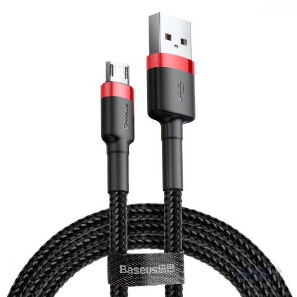 Кабель USB/micro-USB 2 м Baseus Cafule 1.5 А чорний з червоним