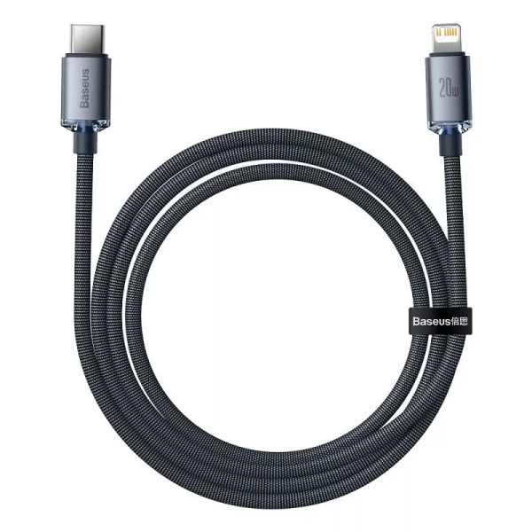 Кабель Type-C/Apple Lightning 2 м Baseus Crystal Shine Series 20 Вт чорний