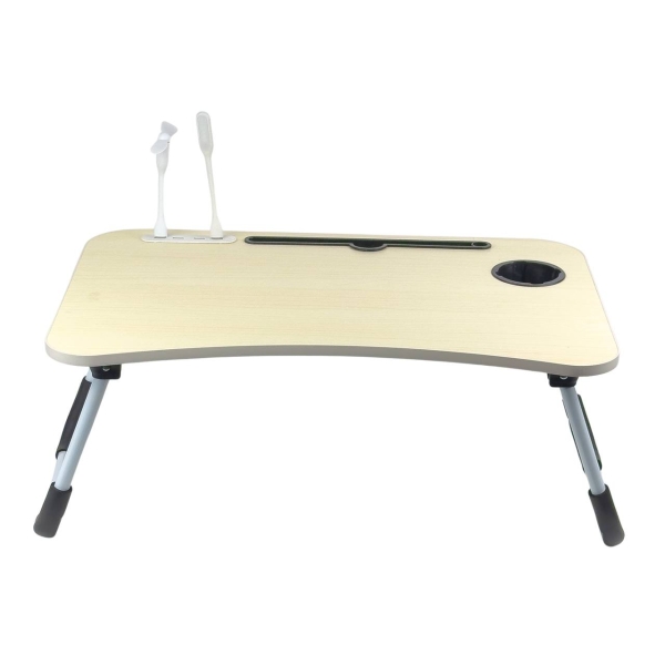 Столик-підставка для ноутбука USB з ліхтариком та вентилятором 60 х 40 х 26 см білий