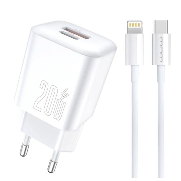 Мережевий зарядний пристрій з кабелем WUW-T104L PD20W A+C Lightning kit new