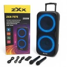 Колонка портативна ZXX 7575 Bluetooth LED FM з мікрофонами чорний