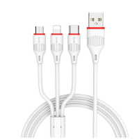 Кабель 3в1 USB/Apple Lightning+Type-C+microUSB 1 м BOROFONE BX17 білий