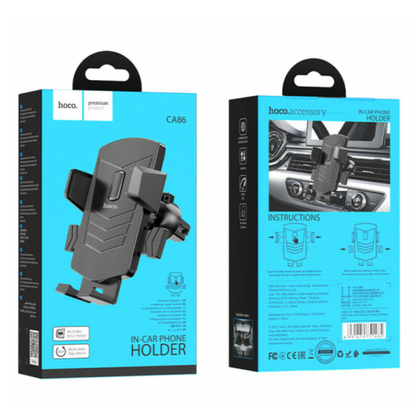 / Тримач для мобільного HOCO CA86 Davy one-button air outlet car holder Black new