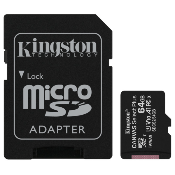 Карта пам'яті 64 GВ Kingston Canvas Select Plus A1 МicroSDXC UHS-I Сlass 10 з адаптером чорний