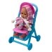 Пупс Baby Toys YD1350-6 у рожевому халатику з коляскою шарнірний 12 см