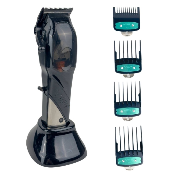 Бездротова машинка для стрижки волосся VGR V-002 USB 4 насадки чорний