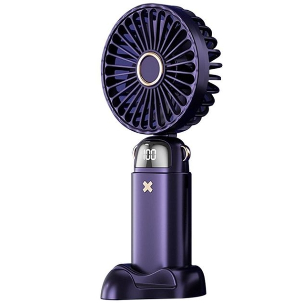 Вентилятор портативний Mini fan AND XL-880 діаметр 9 см з підставкою для телефону та дисплеєм синій