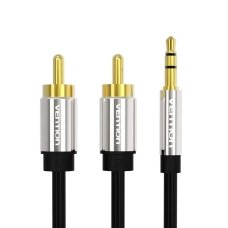 Аудіокабель 3.5 мм AUX/2хRCA 1.5 м Vention BCFBG чорний
