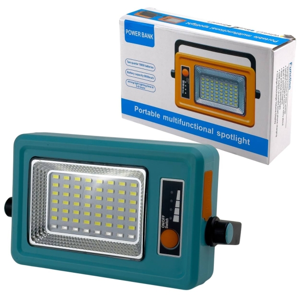Ліхтар-прожектор акумуляторний ручний портативний блакитний